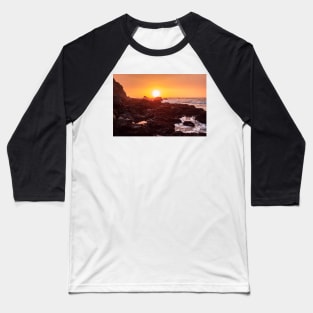 Orange Sunset and Tide Pools Baseball T-Shirt